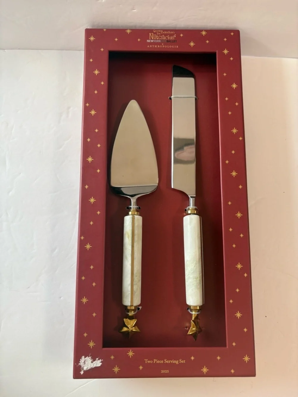 NWT Anthropologie New York City Ballet Marble Cake Serve Set